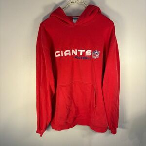 Y2K Reebok NFL New York Giants Red Hoodie Sweatshirt Mens Large NFL Football